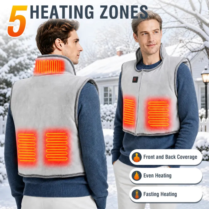 🔥 Wearable Heating Pad Vest – 5-Zone Heated Back & Waist Warmer with 3 Heat Settings