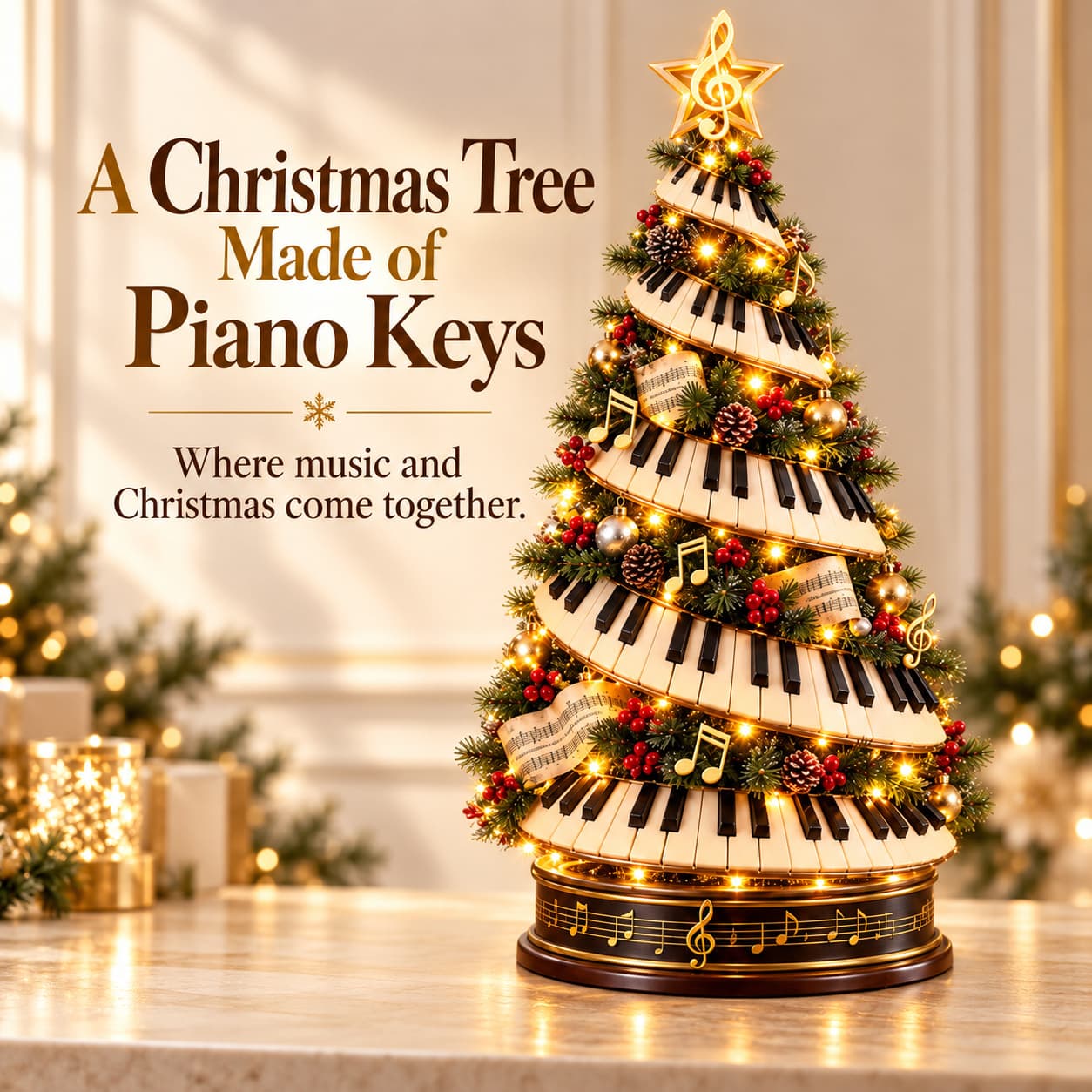 🎹 Lighted Piano Key Christmas Tree – Musical Holiday Tabletop Decoration