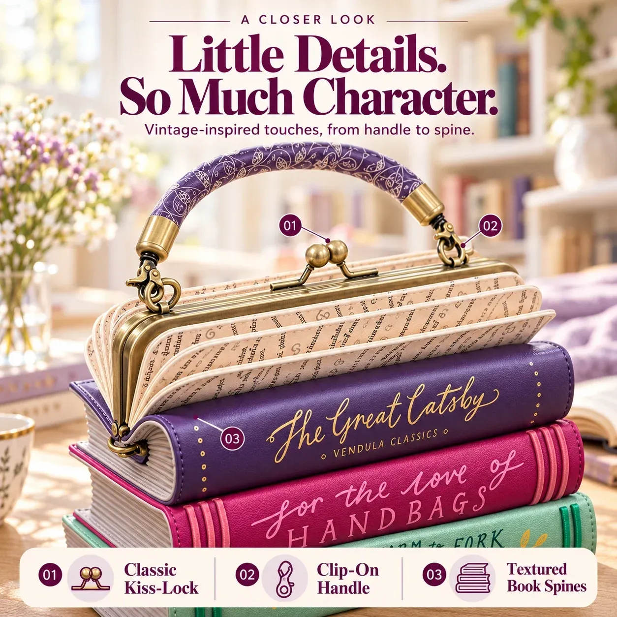 📚 Book Stack Handbag – Vintage-Inspired Book-Shaped Top Handle Purse