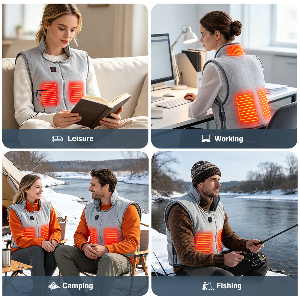 🔥 Wearable Heating Pad Vest – 5-Zone Heated Back & Waist Warmer with 3 Heat Settings