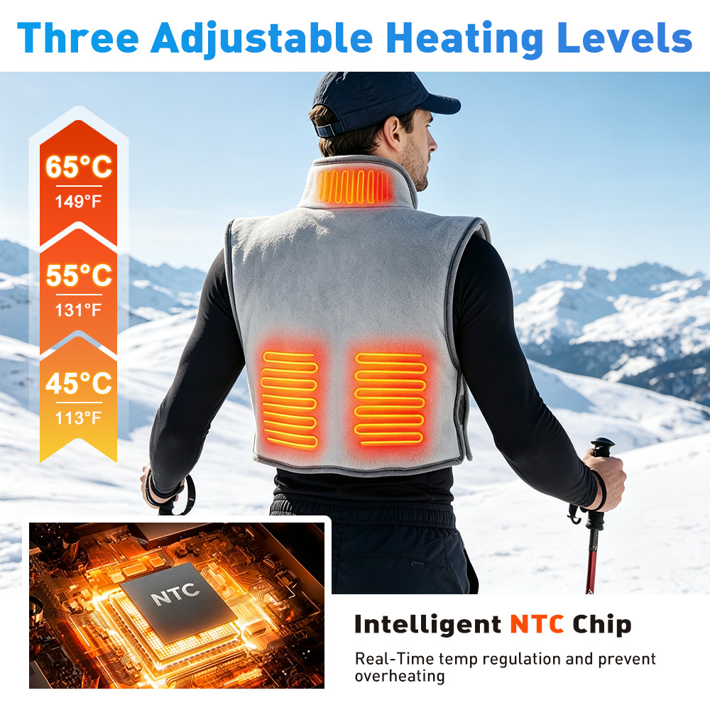 🔥 Wearable Heating Pad Vest – 5-Zone Heated Back & Waist Warmer with 3 Heat Settings