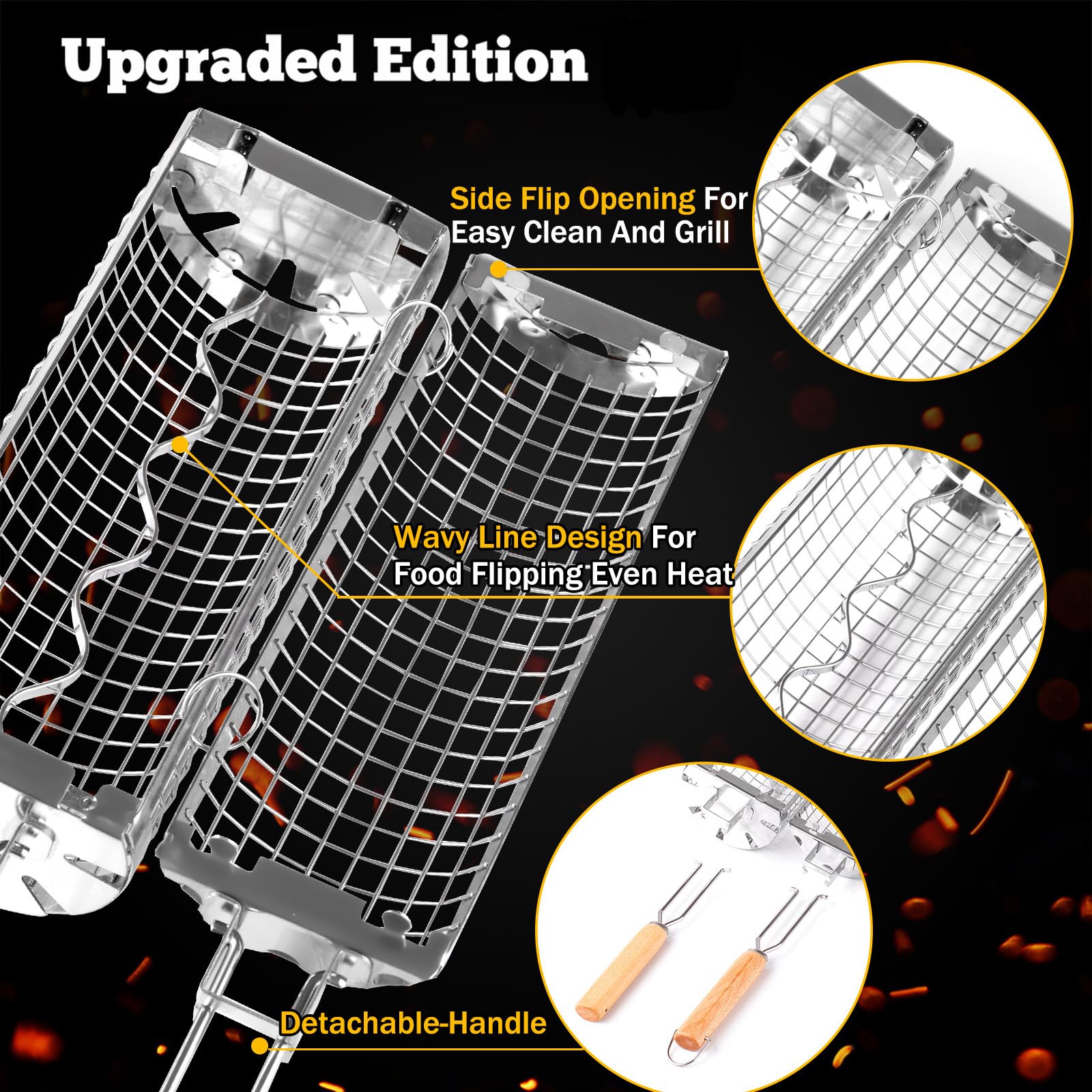 Side-Opening Rolling Nesting Grill Baskets