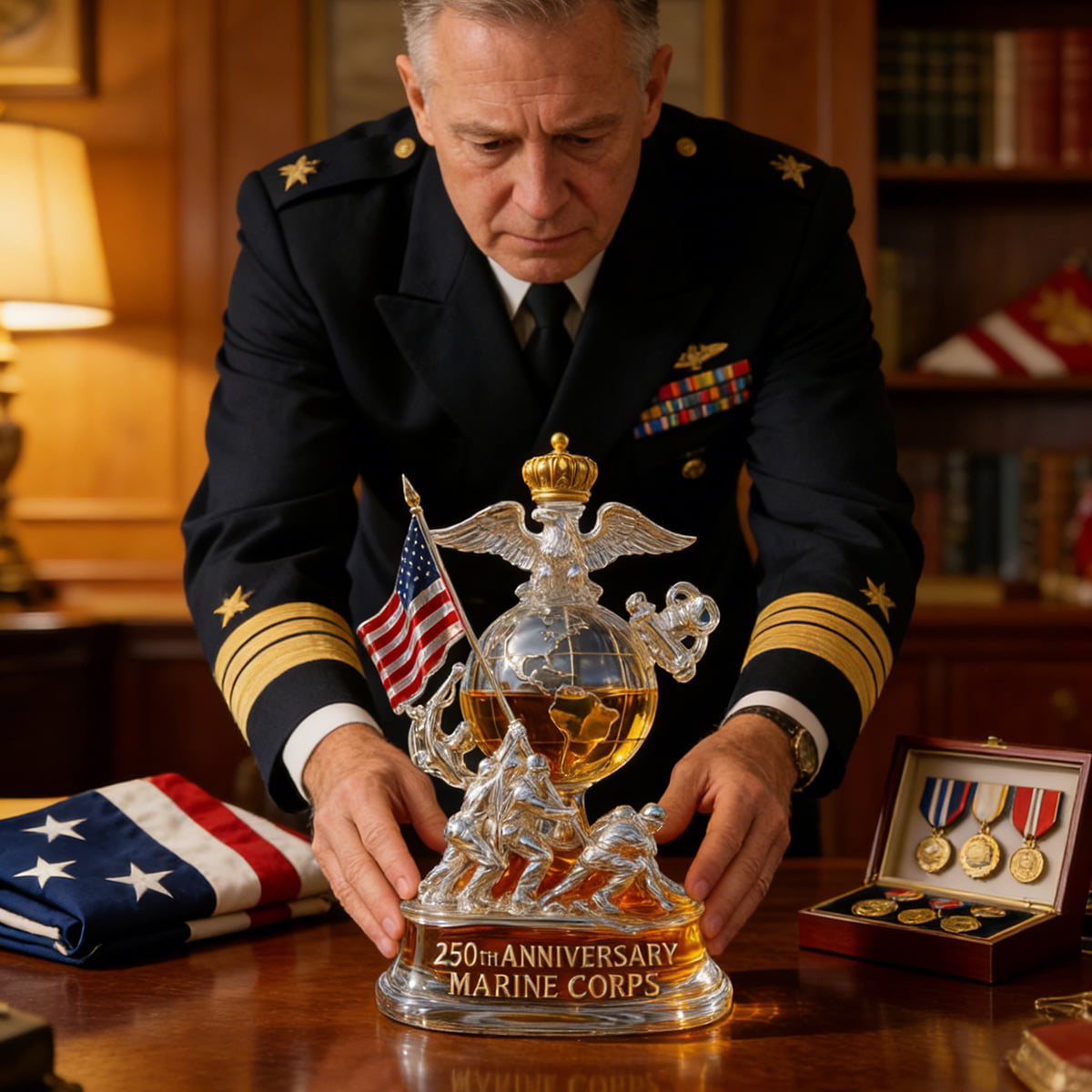 250th Anniversary Marine Corps Commemorative Whiskey Bottle