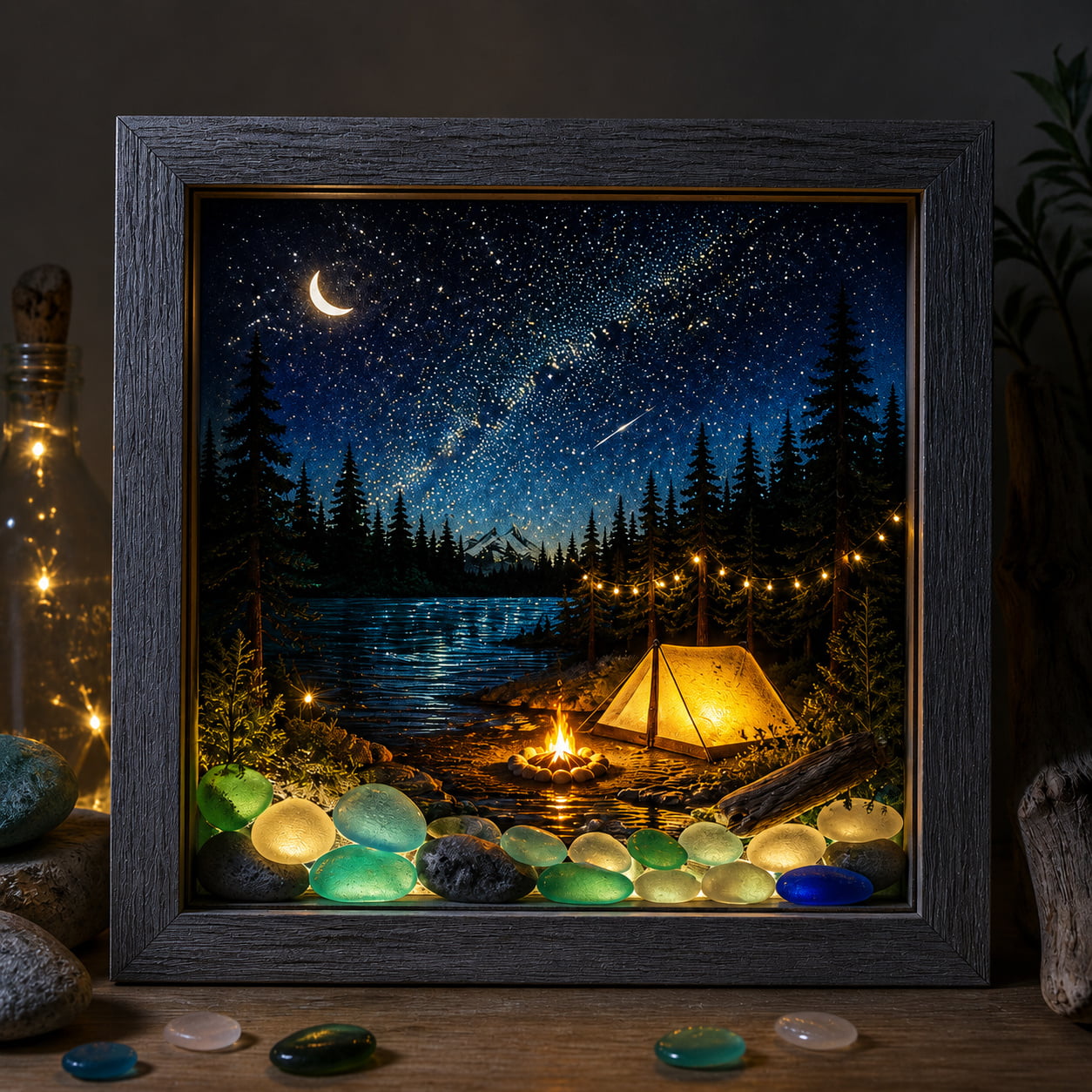 🎁Last Day 50% OFF -🔥💝Coastal Lighthouse Sea Glass Shadow Box Night Light