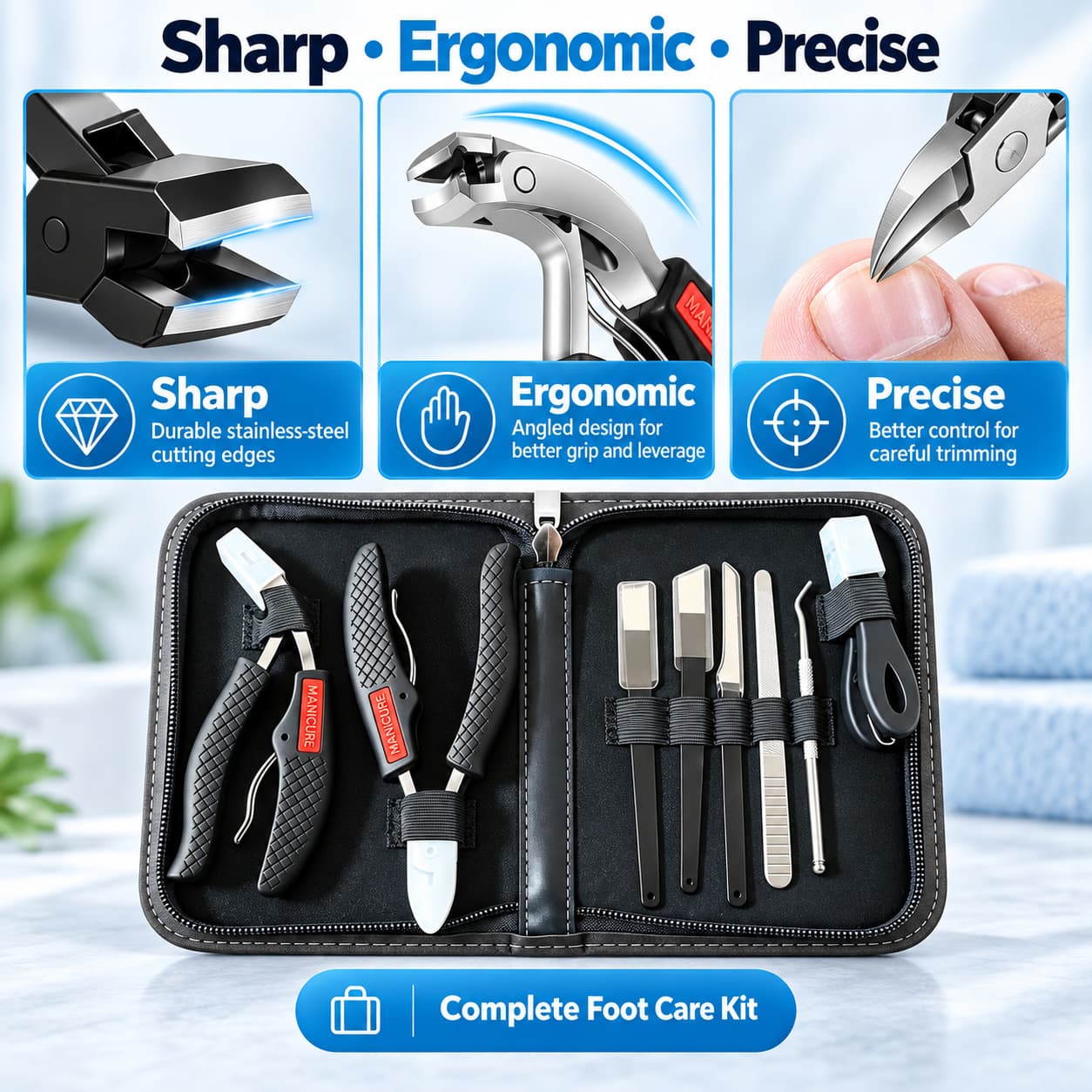 Toenail Clippers for Seniors – Heavy-Duty Thick Toenail Care Kit