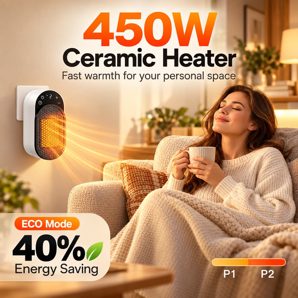 🔥Plug-In Ceramic Space Heater — Fast Warmth, 40% Energy Savings & Flexible Comfort