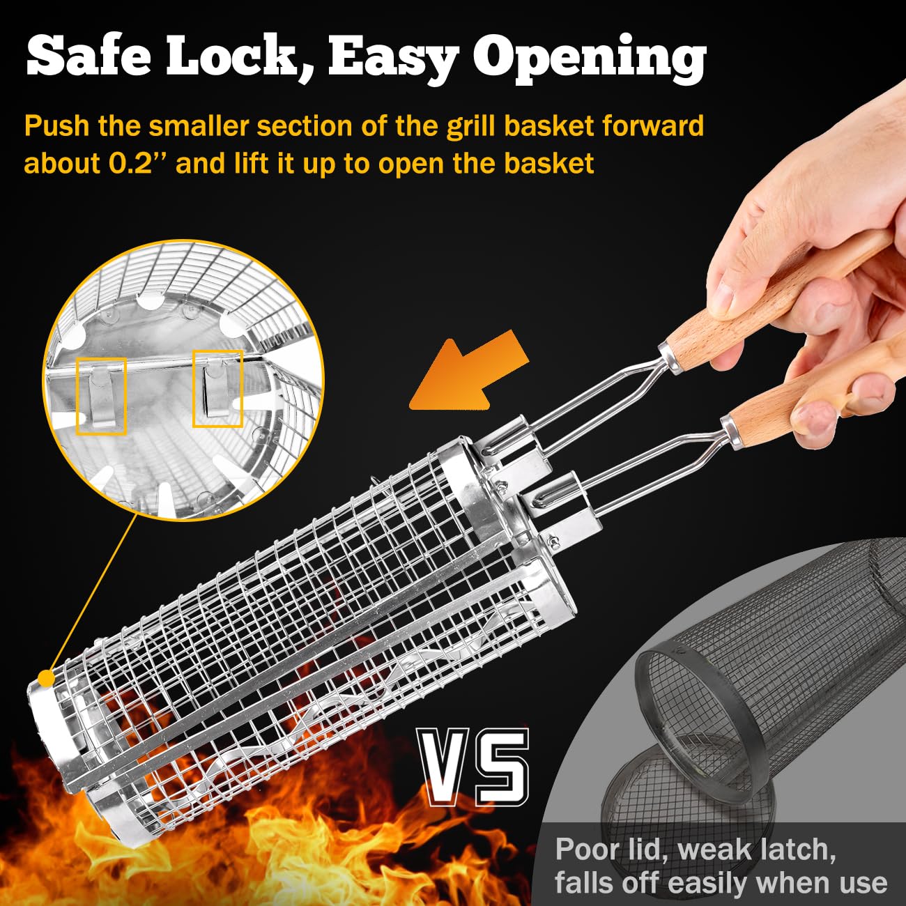 Side-Opening Rolling Nesting Grill Baskets