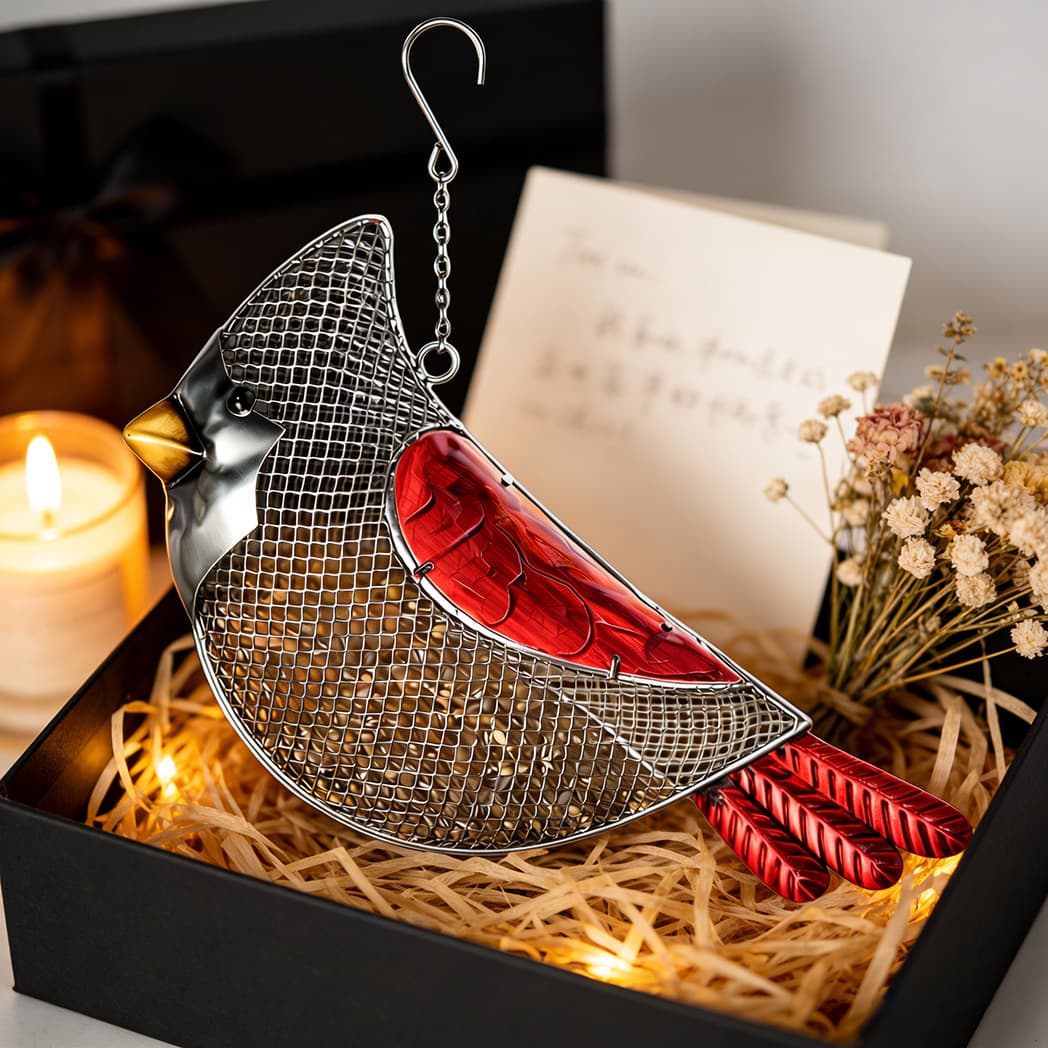 Cardinal Metal Mesh Bird Feeder