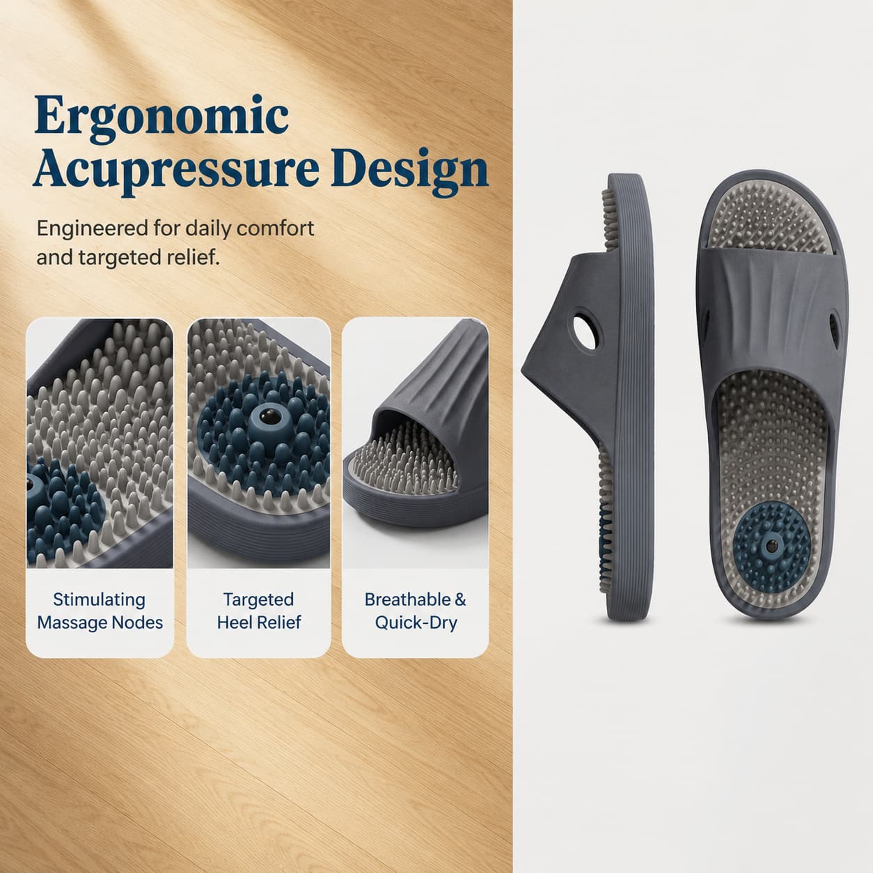 👣Acupressure Massage Shoes – Non-Slip Bath Slippers, Plantar Fasciitis Relief Sandals