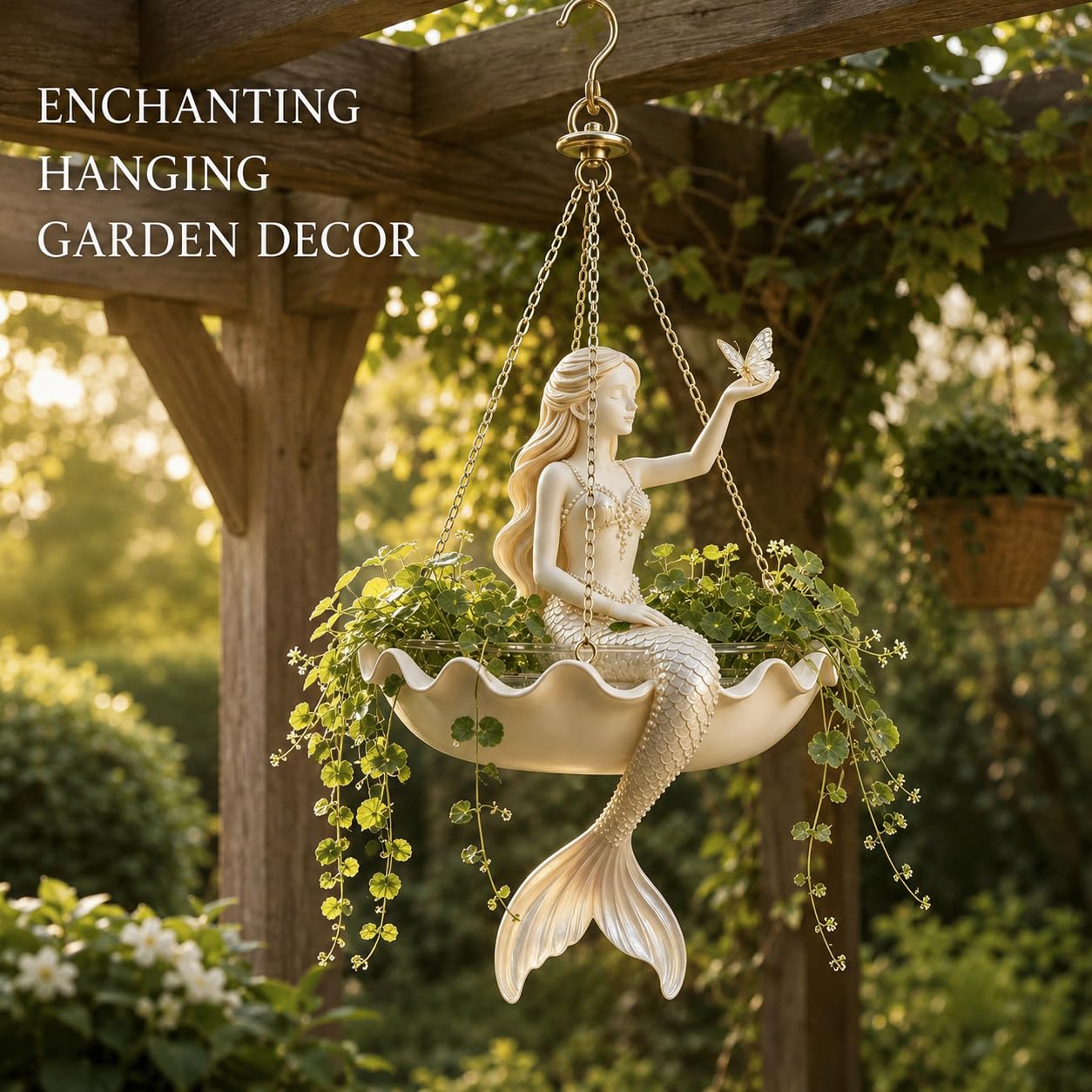 🧜‍♀️ A Mermaid in Your Garden — Hand-Painted Hanging Planter with Coastal Charm