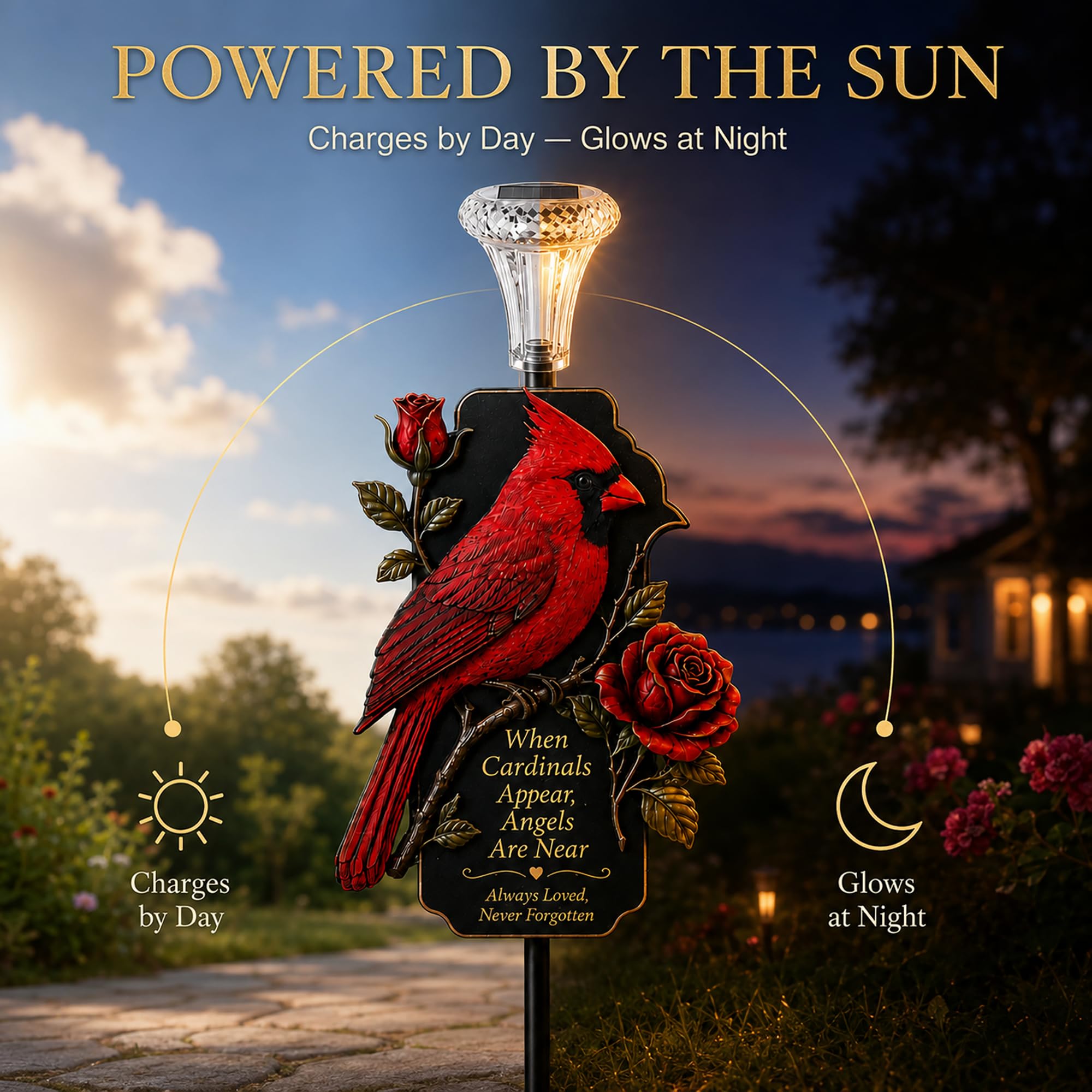 🐦Solar Cardinal Memorial Cemetery Decoration