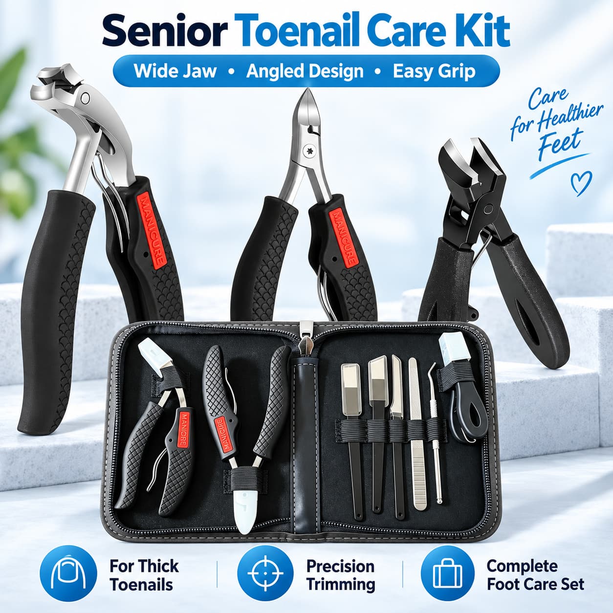 Toenail Clippers for Seniors – Heavy-Duty Thick Toenail Care Kit