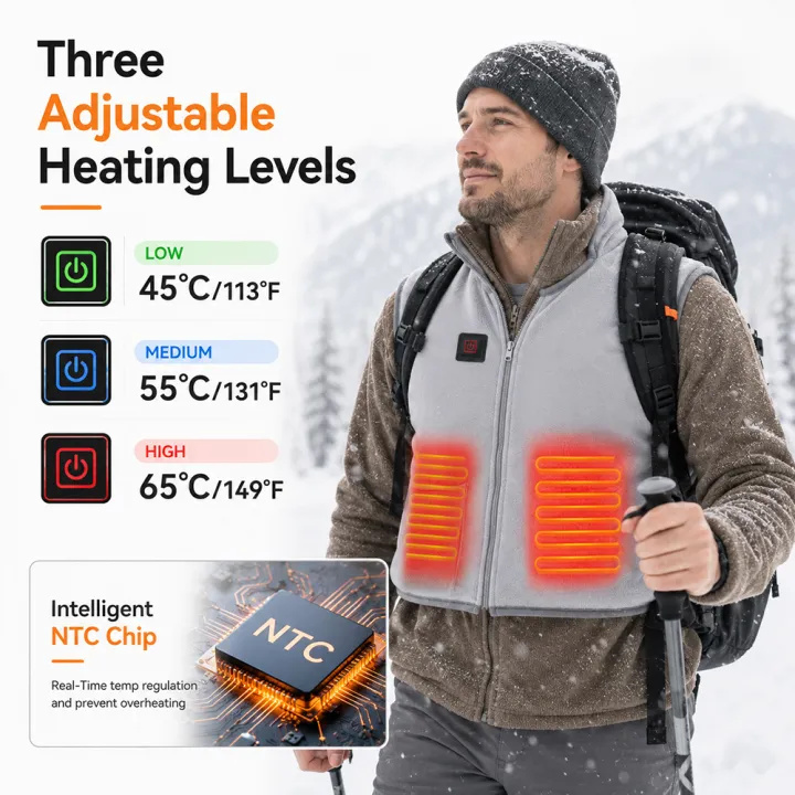 🔥 Wearable Heating Pad Vest – 5-Zone Heated Back & Waist Warmer with 3 Heat Settings