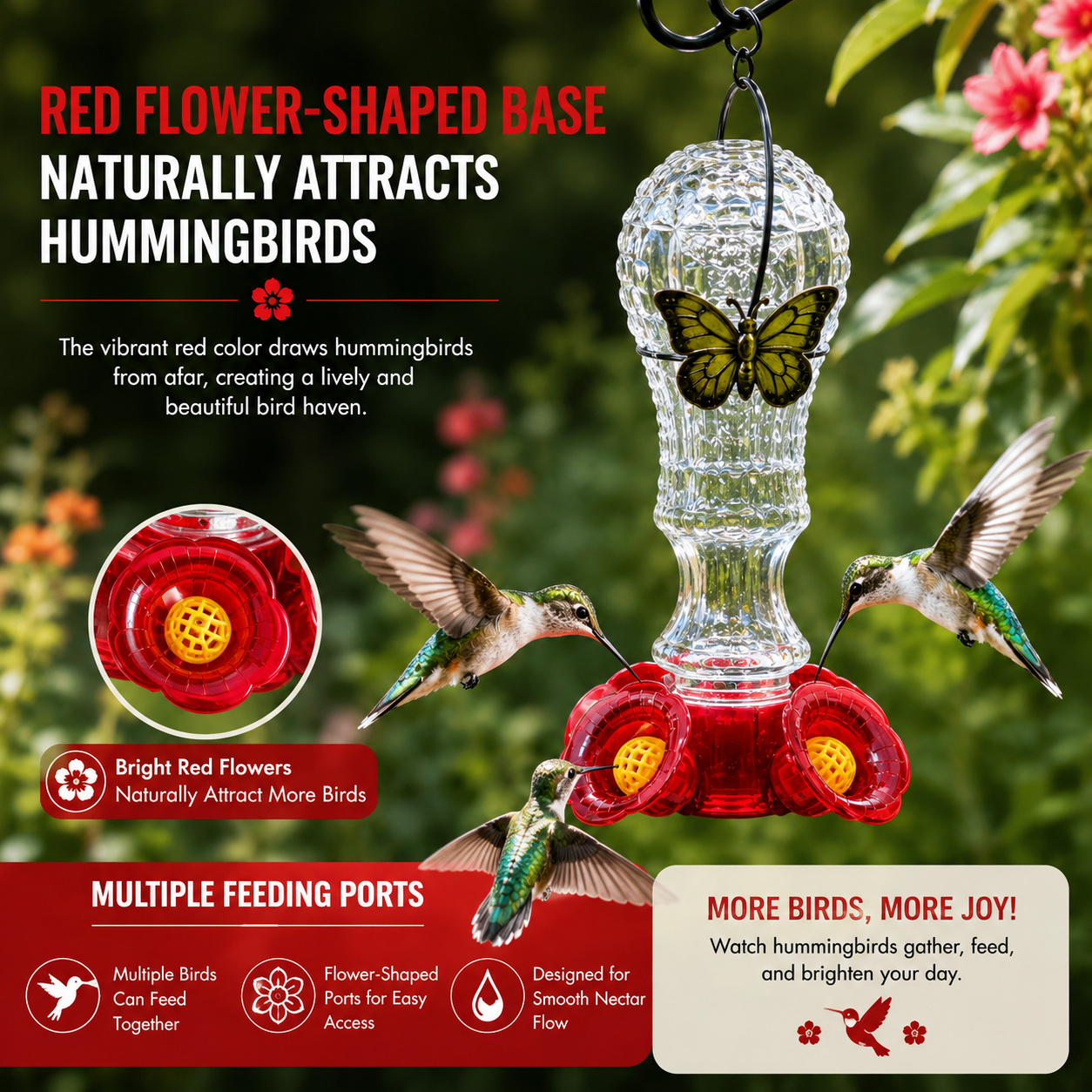 Glass Hummingbird Feeder Perfect for Garden Bird Lovers