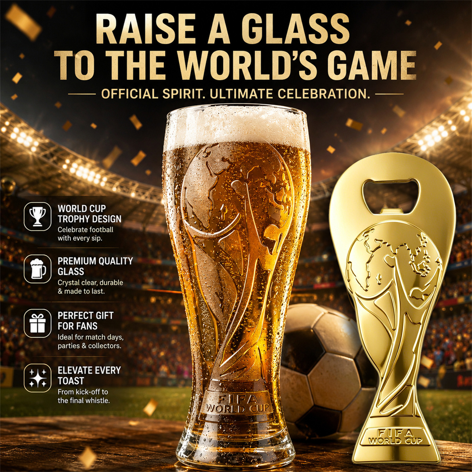 ⚽ World Cup Trophy Style Beer Glass