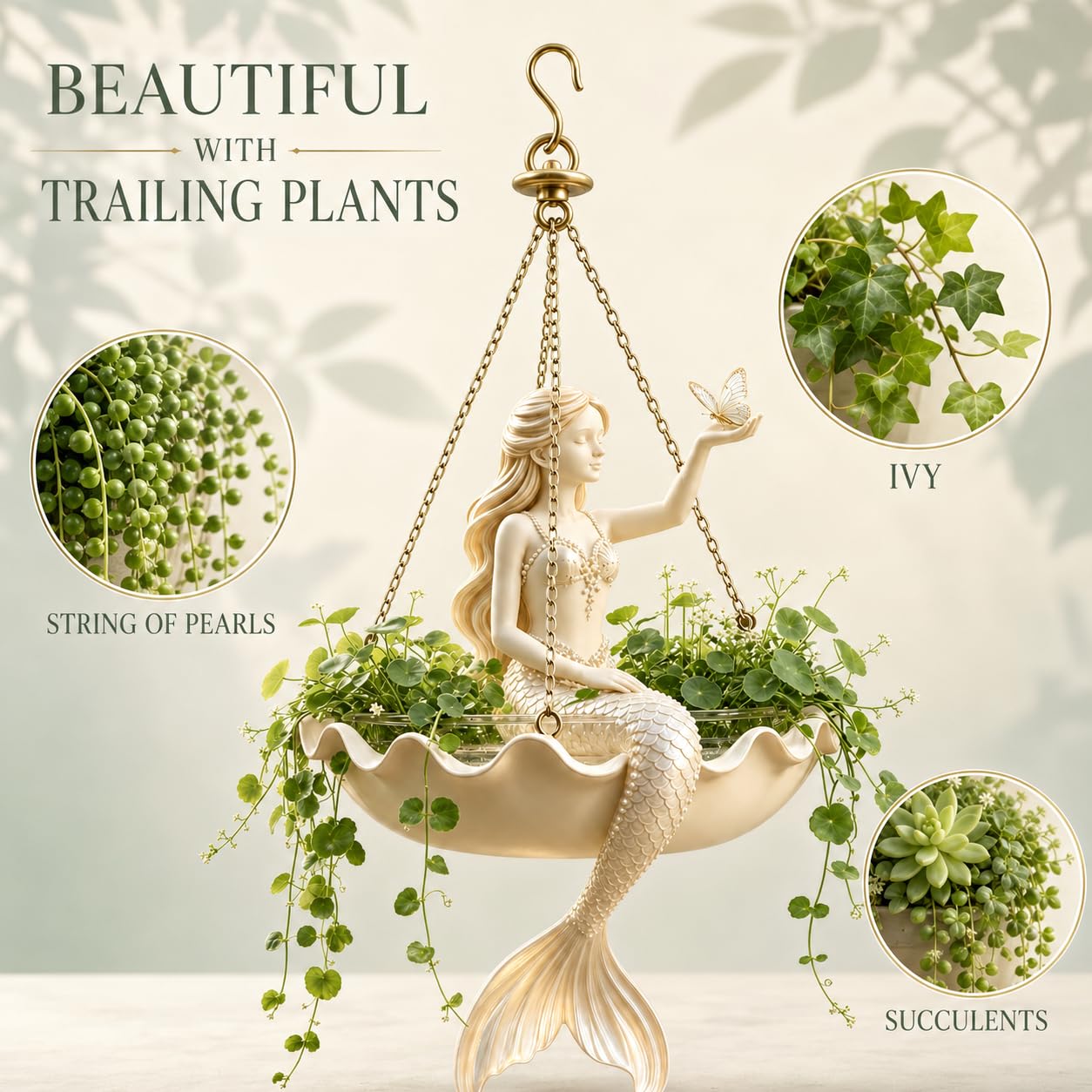 🧜‍♀️ A Mermaid in Your Garden — Hand-Painted Hanging Planter with Coastal Charm