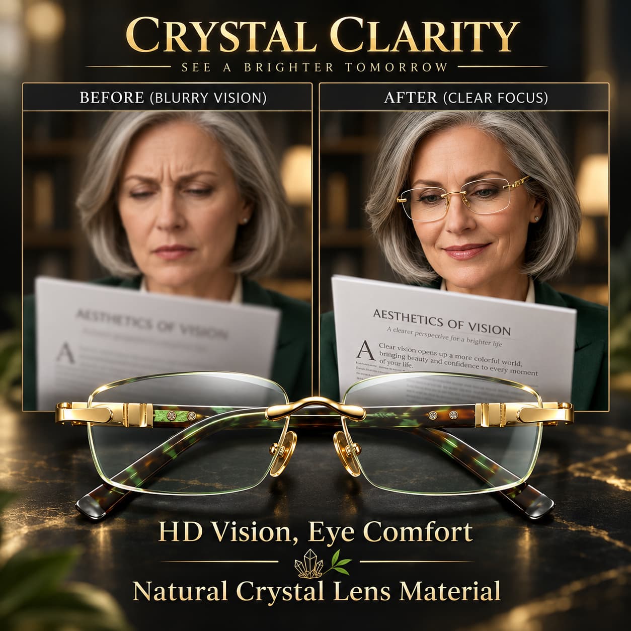 Premium Natural Crystal Reading Glasses