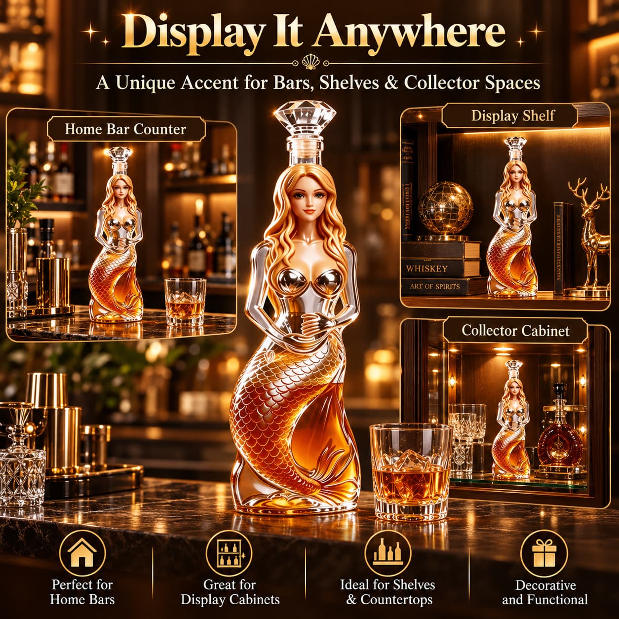 🧜‍♀️Fantasy Mermaid Glass Whiskey Decanter