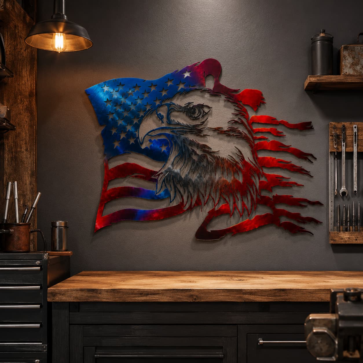 🦅Patriotic Bald Eagle American Flag Wall Decor