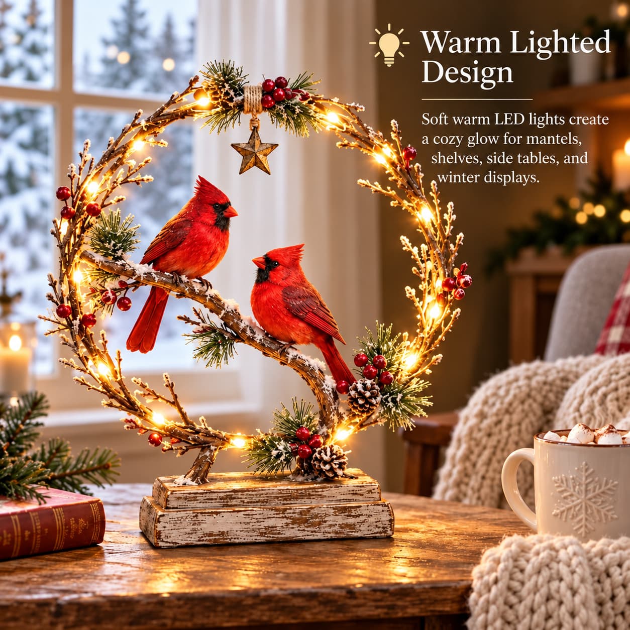 🔥Last Day 60% OFF -Lighted Cardinal Tabletop Decor