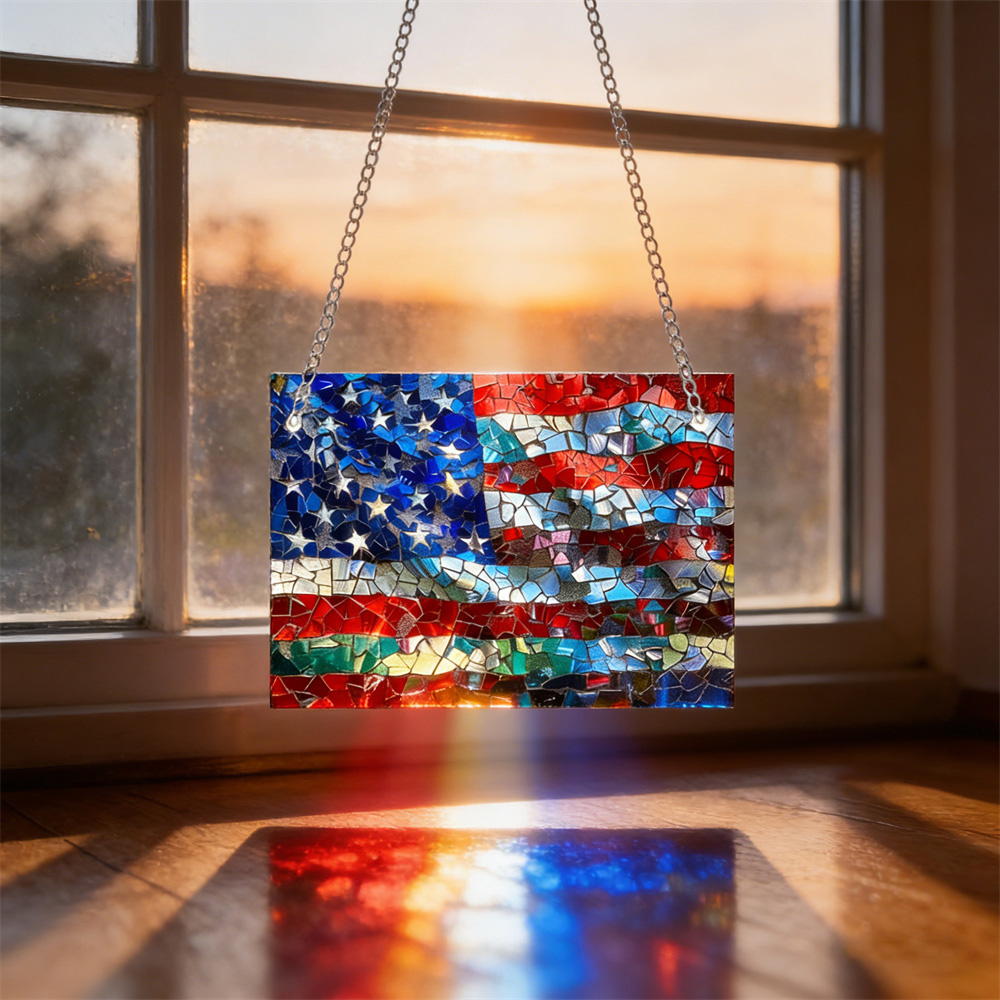Mosaic-Style USA Map Suncatcher - Hang the Rainbow of America in Your Window