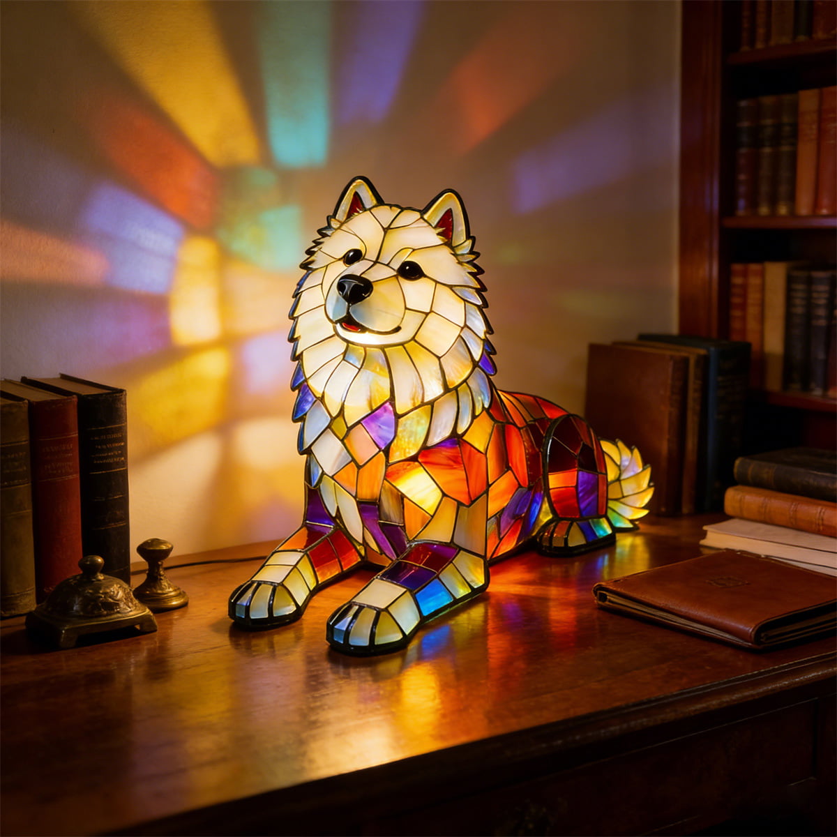 Stained Glass Puppy Night Light · A Warm Glow of Joy