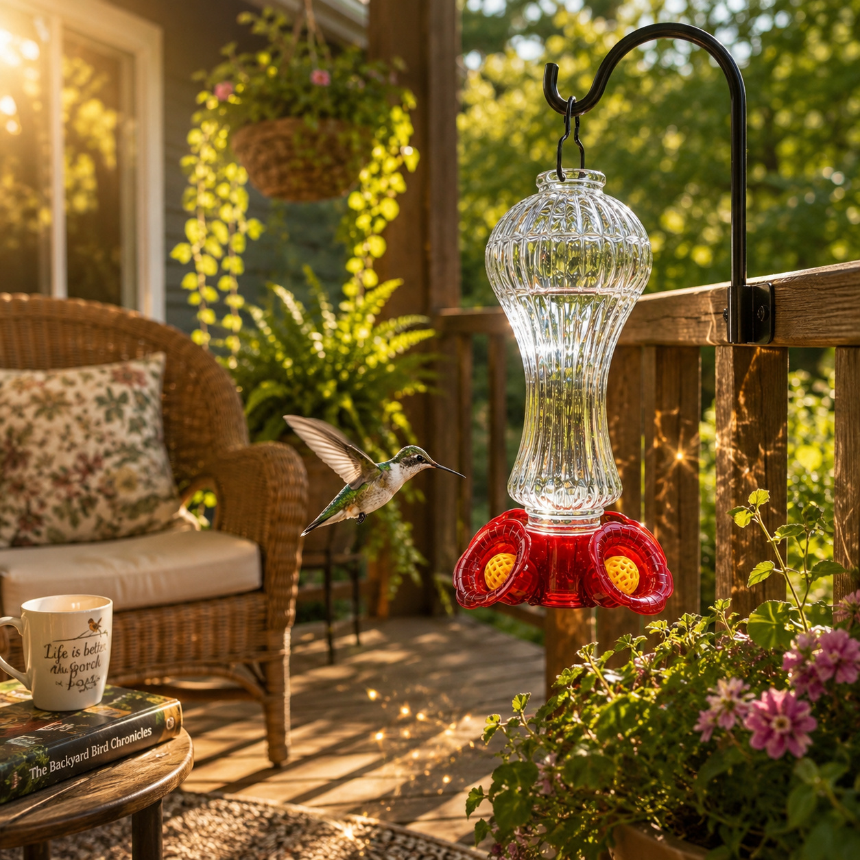 Glass Hummingbird Feeder Perfect for Garden Bird Lovers