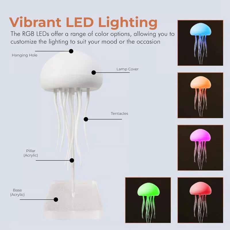 💡Led Gradient Swimming Jellyfish Atmosphere Light