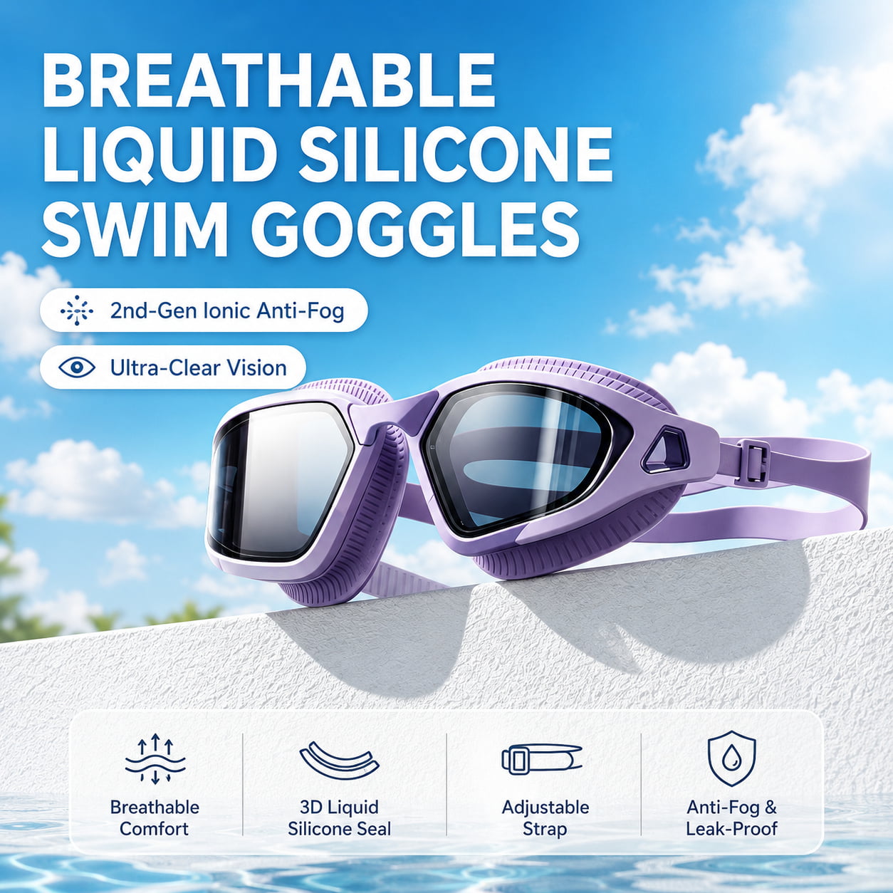 High‑Definition Anti‑Fog Swim Goggles