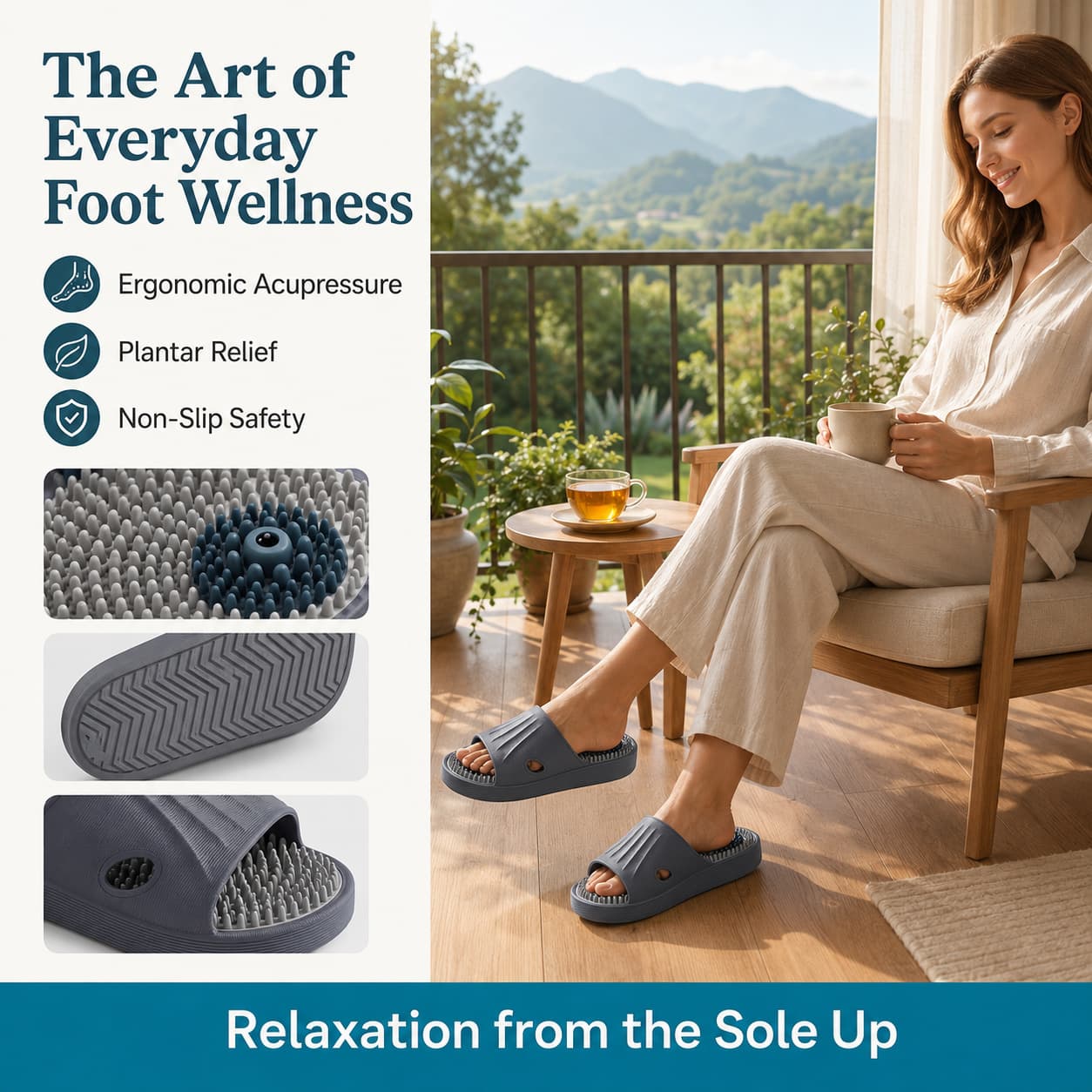 👣Acupressure Massage Shoes – Non-Slip Bath Slippers, Plantar Fasciitis Relief Sandals