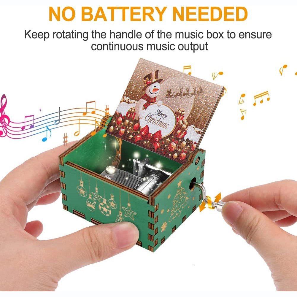 Wood Christmas Hand Crank Music Boxes