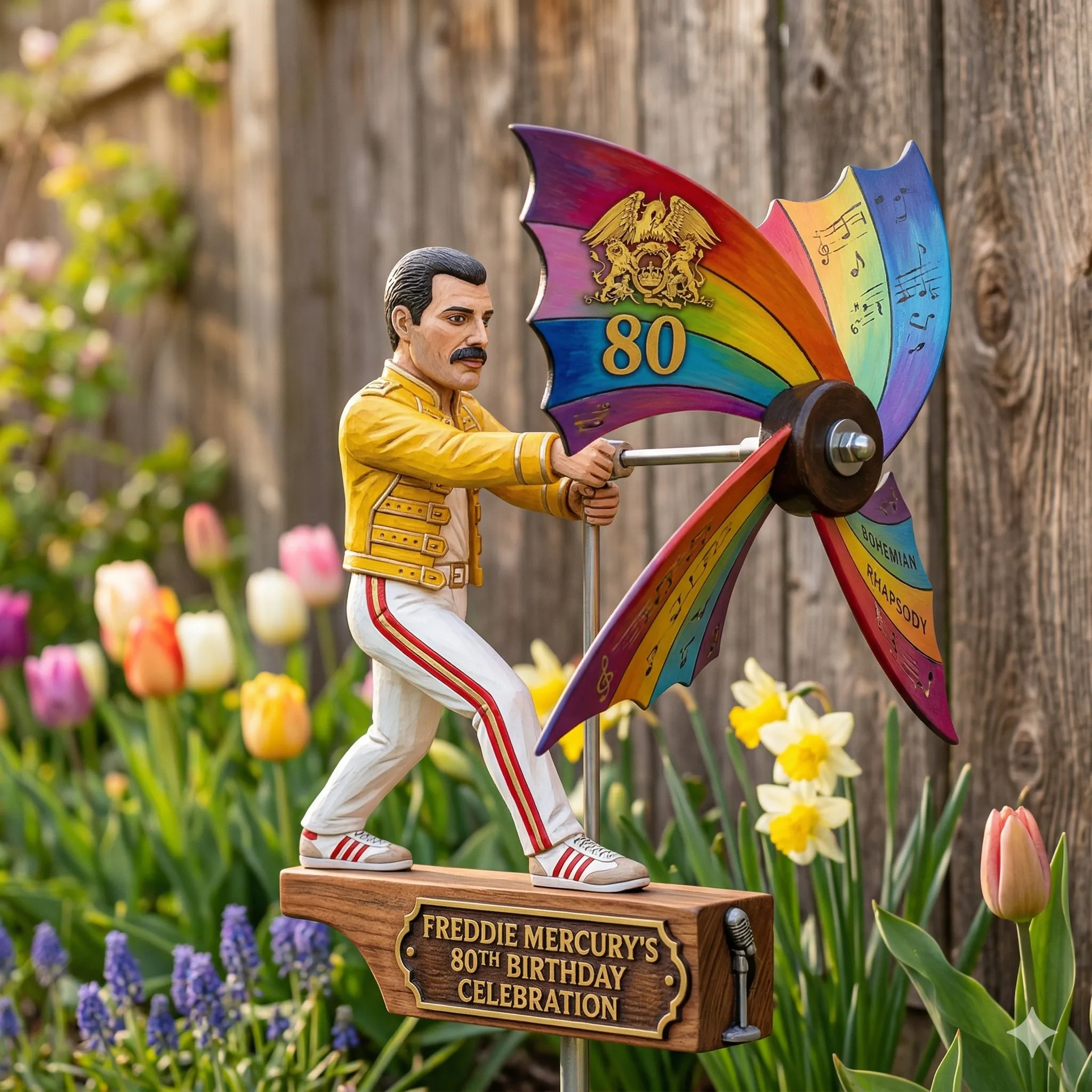 🎤Frddie Mercury 80th Birthday Celebration Garden Spinner
