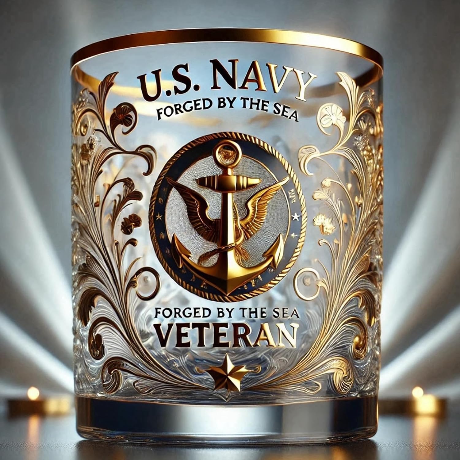Patriotic Veteran Tribute Glass – Timeless Honor for American Heroes