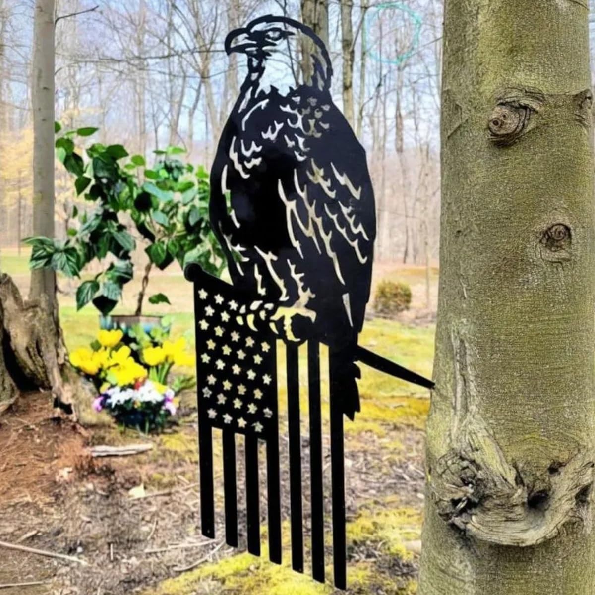 4th of July Patrioti Metal Eagle Flag Tree Stake