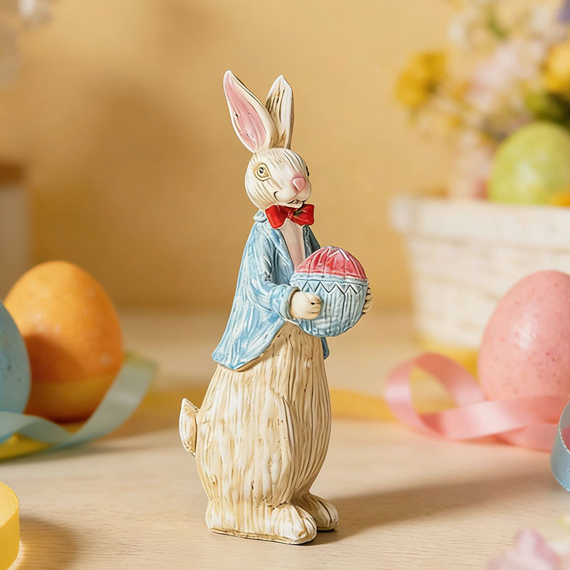 🐰 Easter Bunny Family Figurines – Rustic Resin Spring Decor 🥕✨