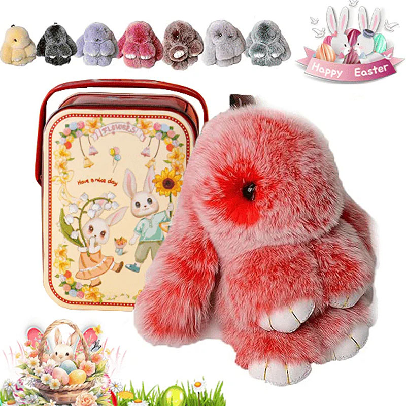 🐰Easter Cute Bunny Plush Keychain - Iron Box Gift Option, 🎁Easter Sweet Surprise