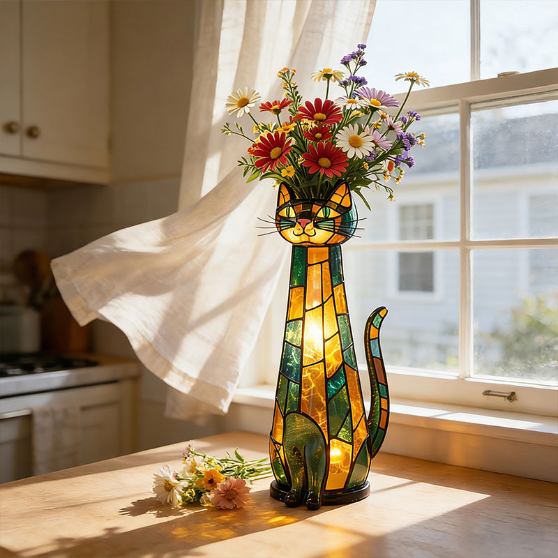 💖🎁2026 Mother's Day Gifts 50% Off--🐱💐Cat Vase Lamp – A Warm Glow of Flowers, Light & Love