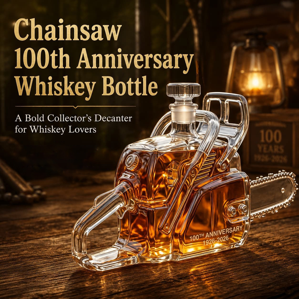 100th Anniversary Chainsaw Whiskey Bottle