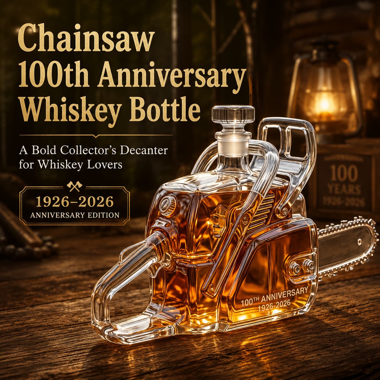 Chainsaw 100th Anniversary Whiskey Bottle