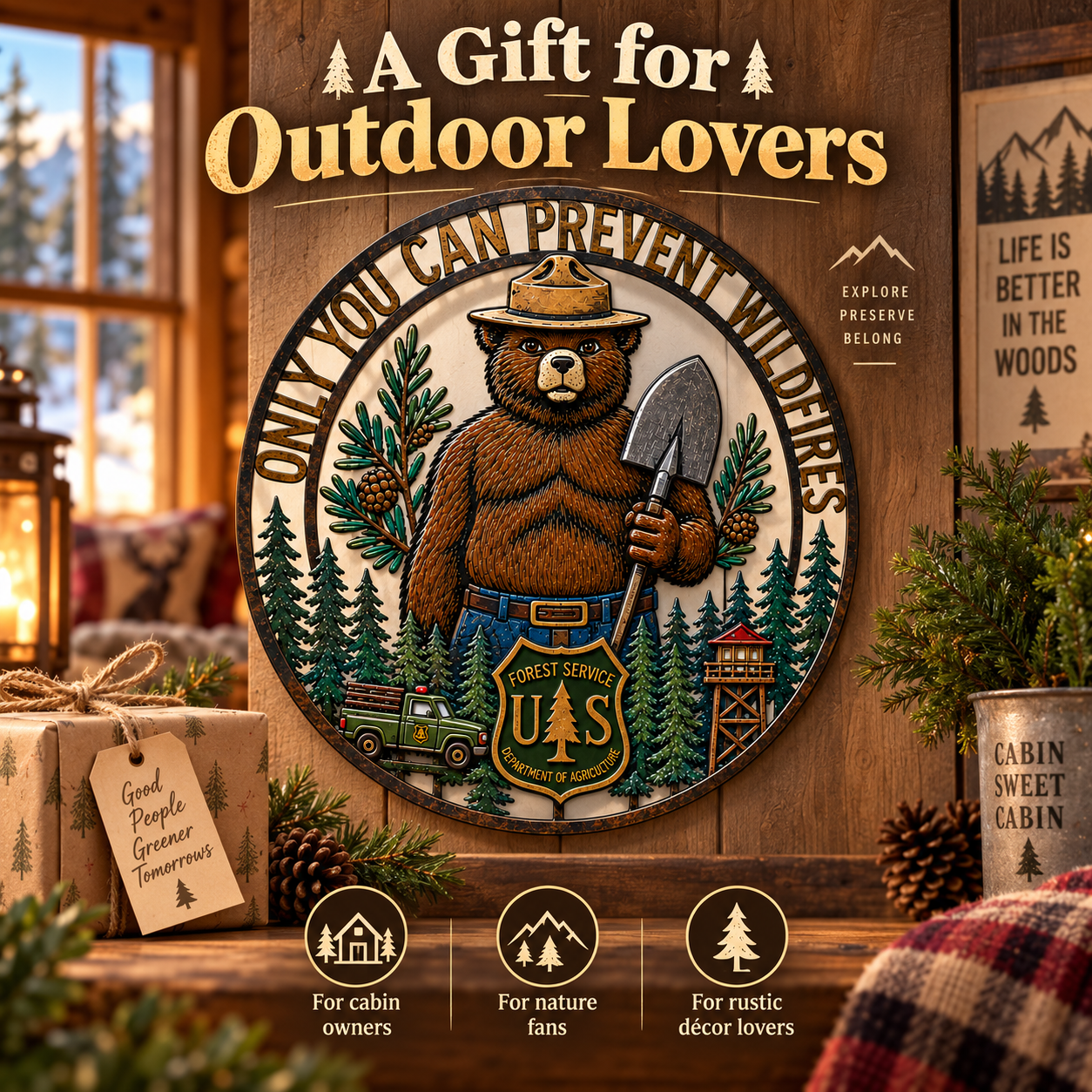🐻 Rustic Forest Bear Metal Wall Art