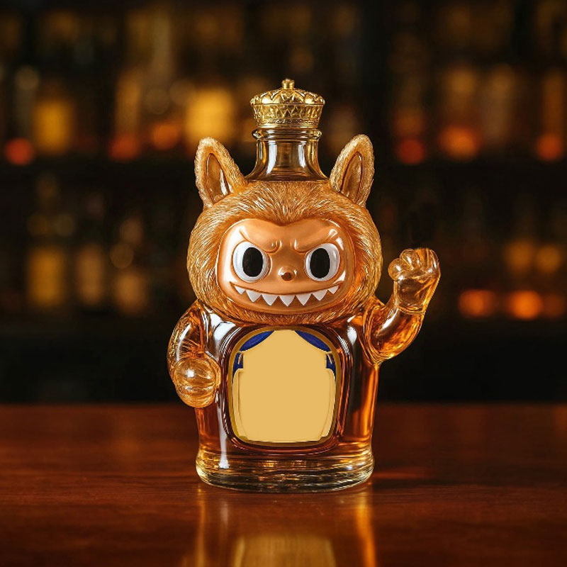 Rebellious Labubu whisky bottle