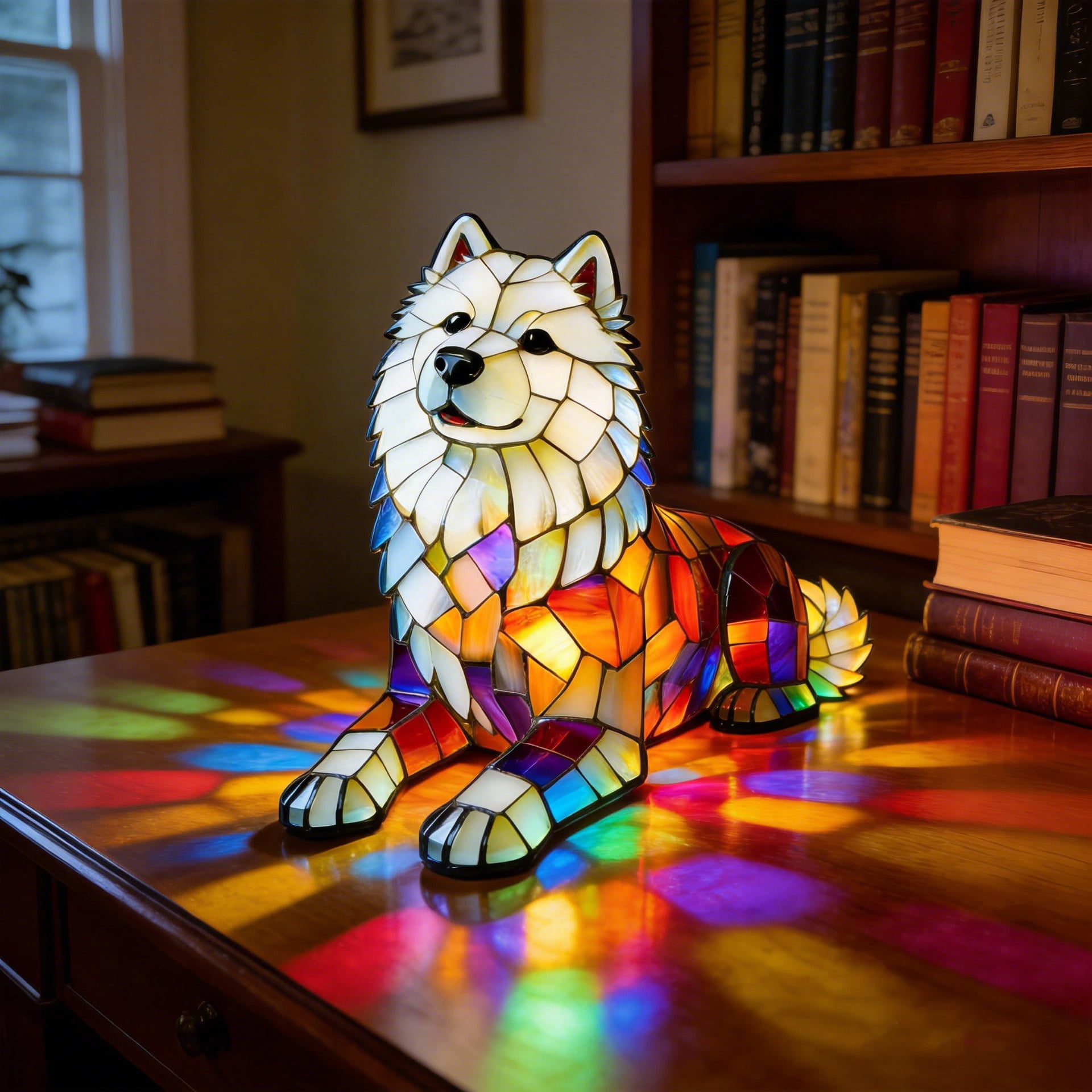 Stained Glass Puppy Night Light · A Warm Glow of Joy