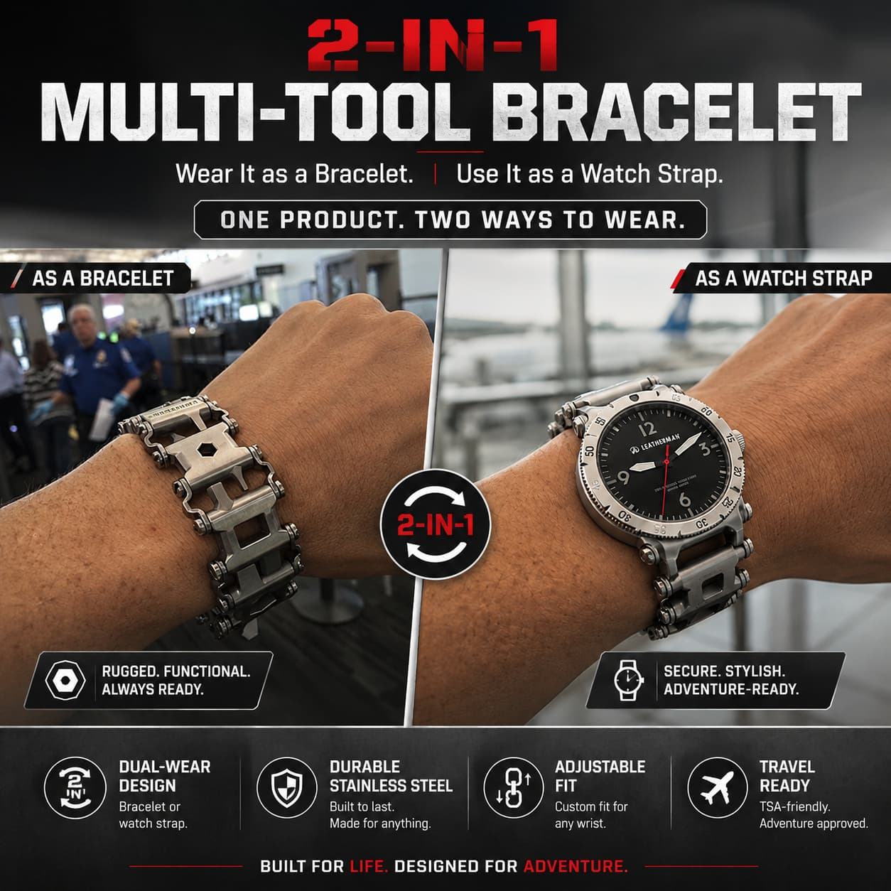 Multitool Bracelet 29-in-1 Stainless Steel EDC Tool