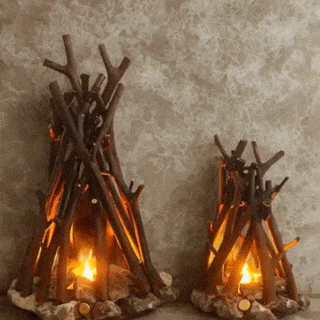 🔥 Mini Campfire Night Light – Real Wood & Stone LED Lamp with Crackling Fire Sounds