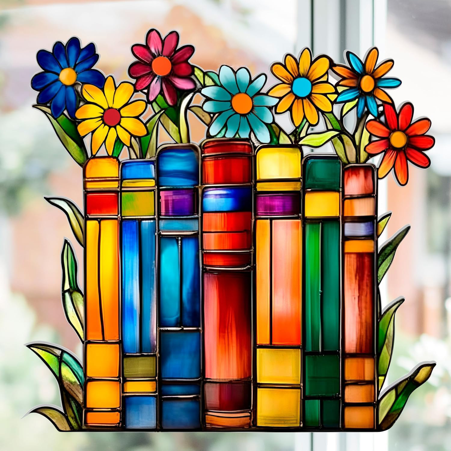 10inch Book Ornament Stained Plexiglas Window Hanging
