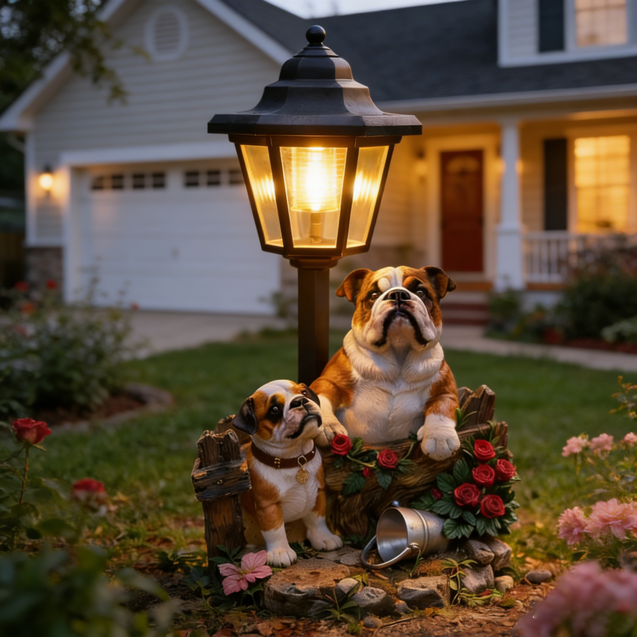 Solar Garden Light Resin Statue – Whimsical Outdoor Decor with Warm Glow