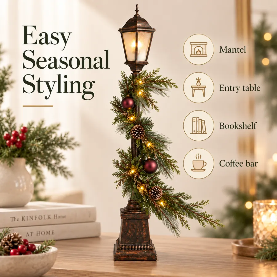 Old Christmas Streetlight – Lighted Tabletop Holiday Decor