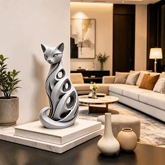🔥🎁🐈‍⬛ Spiral Cat Sculpture — A Modern Symbol of Elegance & Curiosity