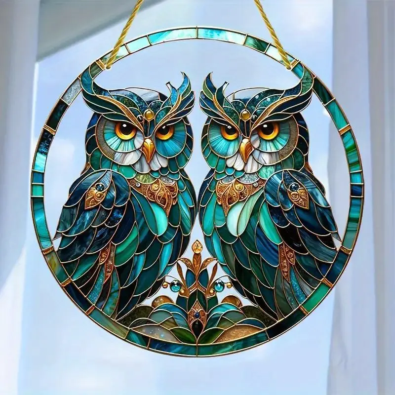 Owl Window Hanging Stained Glass
