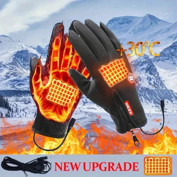 Three-Level Adjustable Heated Gloves, Windproof And Waterproof.